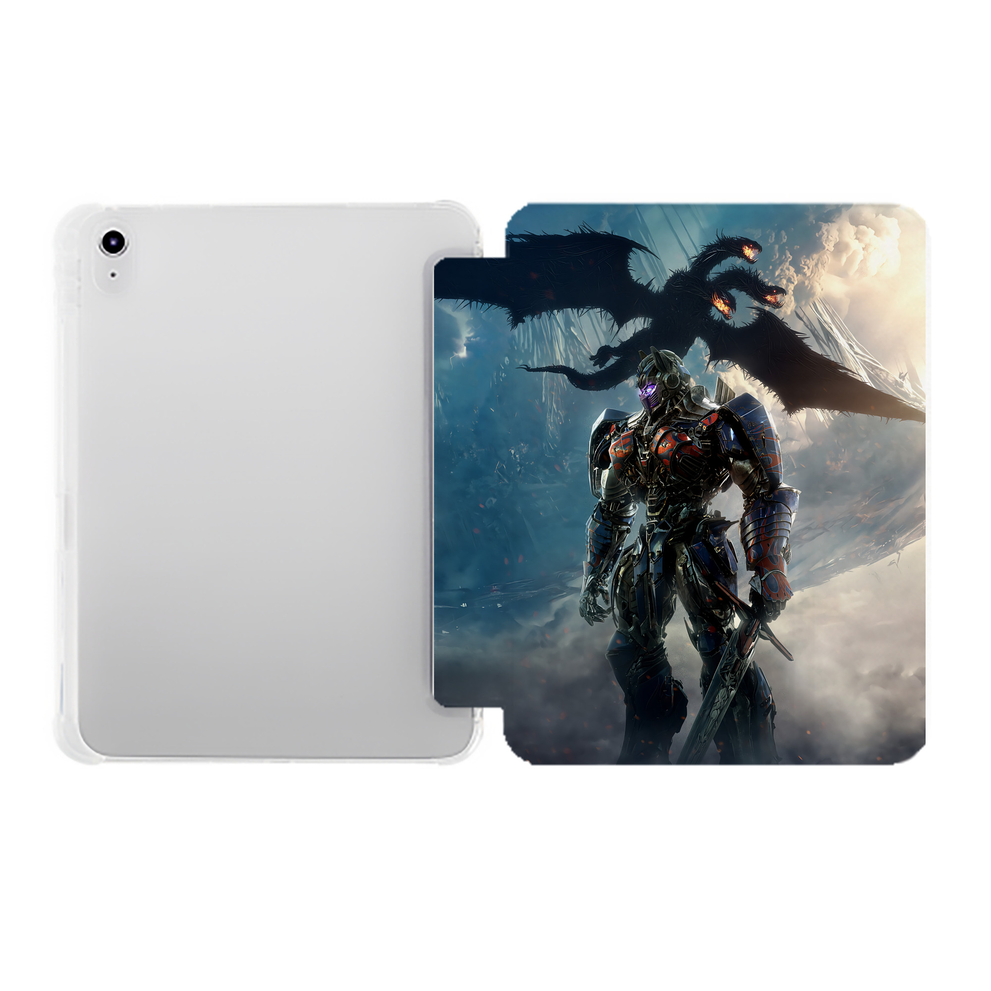 （画像用） Transformers トランスフォーマー IPad ケース ペン収納付き 三つ折りスタンド PUレザー×シリコン 対応機種9.5/10.5/10.9インチ
